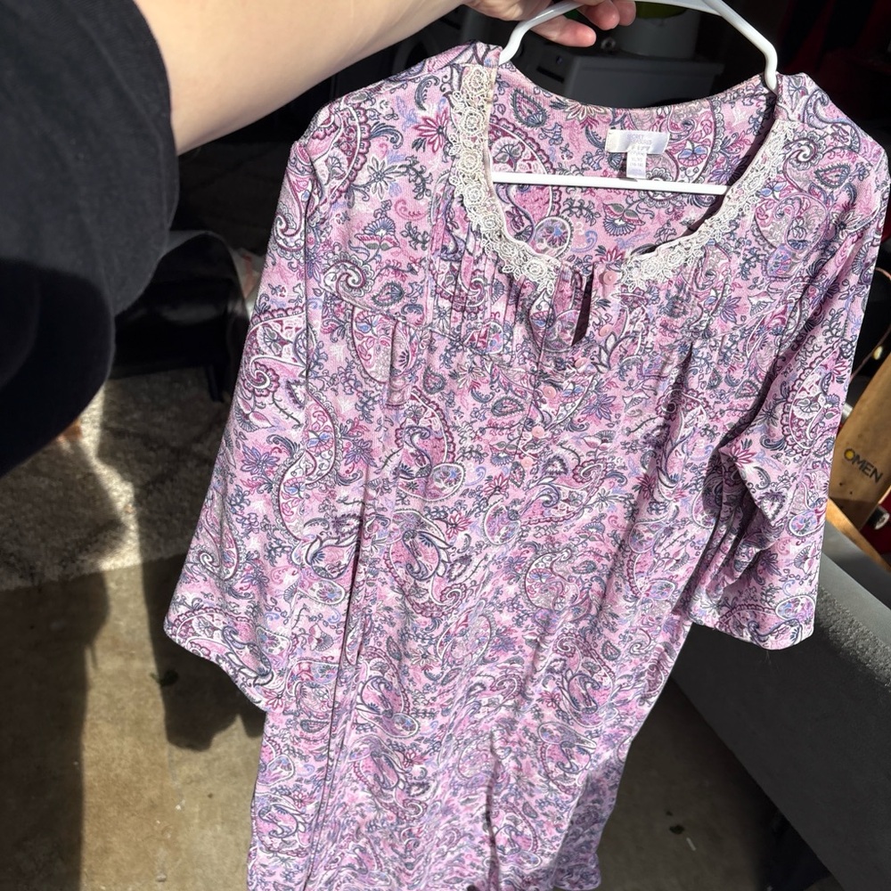 Pink Paisley Dress with Lace Trim